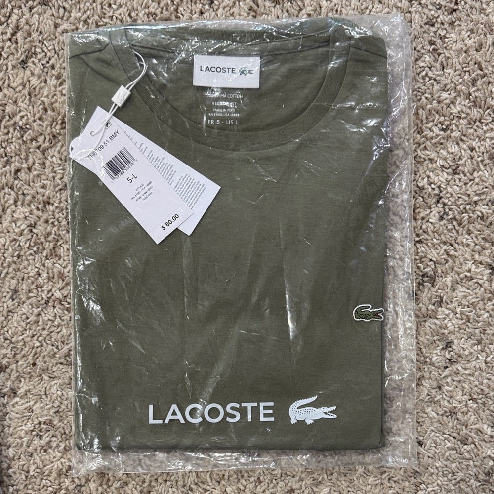 Lacoste Men's Khaki Pima short sleeve  t shirt